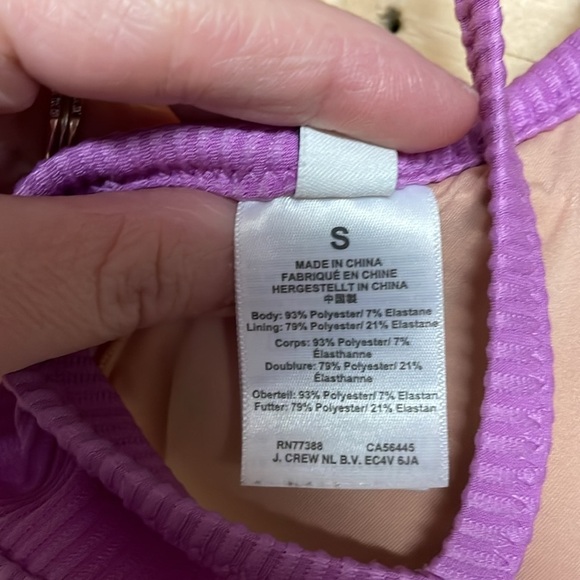 J. Crew size Small Vibrant Purple Ribbed Bikini Top with Hook Closure - Picture 7 of 8